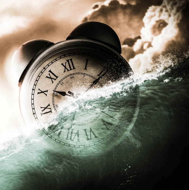 Clock sinking into a wave
