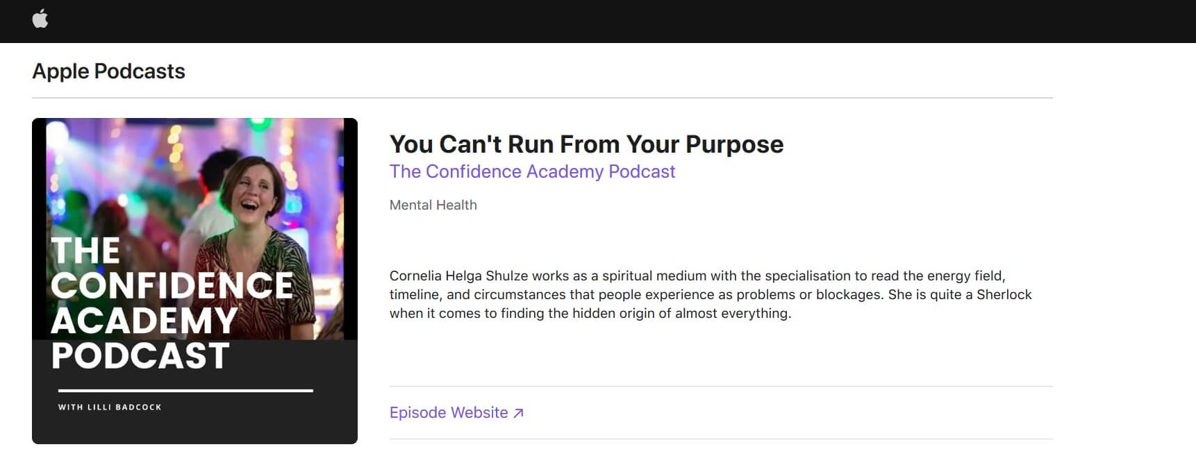 Apple Podcasts: The Confidence Academy Podcast by Lily Badcock – You Can't Run From Your Purpose